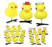 Little Yellow Duck Hairpin | Juego de 10 horquillas de felpa de pato de dibujos animados | Horquillas de pelo de pato amarillo , divertidas pinzas de pelo de animales para niños y mujeres, tocado