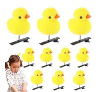 Little Yellow Duck Hairpin | Juego de 10 pinzas para el pelo de felpa - Bonitas pinzas de pelo de pato amarillo para niños y mujeres | Divertido tocado de Pascua, horquillas de pato de dibujos