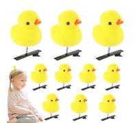 Little Yellow Duck Hairpin - Juego de 10 pinzas para el pelo de felpa de dibujos animados | Pasadores de animales 3D, lindas horquillas para el pelo de para niñas y niños, tocado festivo