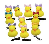 Little Yellow Duck Hairpin - Juego de 10 pinzas para el pelo de pato de felpa de dibujos animados | Bonitos accesorios para el pelo de animales | Horquillas y divertidas para niños y mujeres