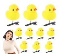 Little Yellow Duck - Juego de horquillas para el pelo, 10 clips de animales de felpa de dibujos animados, accesorios para el pelo de pato, divertidos sombreros para niños y mujeres, tocado de