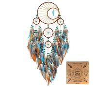Littlear Dream Catcher Handmade Turquoise Dream Catchers with Feathers Wall Hanging Home Decor Dia 6"(NO.34)