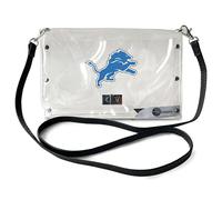 Littlearth Cartera Transparente de los Detroit Lions de la NFL para Mujer, con Correa de Moda Negra, Transparente, 10 x 6.5 x 0.5 Pulgadas, 301312-LEON-STRAP