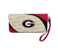 Littlearth NCAA - Cartera organizadora con Cremallera Curva, Mujer, 100902-UGA, Rojo, 8" x 4" x 1"