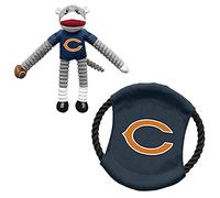 Littlearth NFL Chicago Bears Sock Monkey and Flying Disc - Juego de juguetes para mascotas