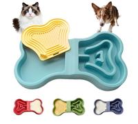 LittleEdenOutpost Cuenco de alimentación lenta de huesos para perros y gatos, tapete 2 en 1 para lamer y plato de agua con 6 almohadillas antideslizantes, polipropileno de grado alimenticio y cuenco