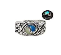 LittleFathand Anillos Yin Yang que brillan en la oscuridad, anillos de Tai Chi brillantes Feng Shui Yin Yang anillos abiertos para mujeres, hombres y niñas, regalo de joyería de Navidad, Zinc, Sin