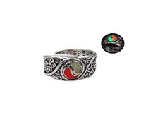 LittleFathand Anillos Yin Yang que brillan en la oscuridad, anillos de Tai Chi brillantes Feng Shui Yin Yang anillos abiertos para mujeres, hombres y niñas, regalo de joyería de Navidad, Zinc, Sin