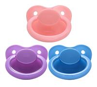 LittleForBig Bigshield Generation-1 Tamaño Adulto Chupete 3 Paci Pack - Rosa/Púrpura Claro/Azul Claro
