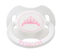 LittleForBig Chupete grande de la Generación II impreso, tamaño adulto, diseño de corona de princesa, color blanco