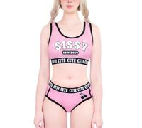 LittleForBig Conjunto de corpiño deportivo unisex de algodón con camisola y bragas - Conjunto de bralette de hermandad de mujeres, rosa, M