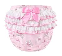 LittleForBig Encaje con volantes impermeables reutilizables y lavables con cinta de raso Conejos y lazos Usagi Patrón de volantes Cubierta de pañales para adultos Rosa L