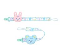 LittleForBig - Juego de 2 pinzas de chupete para adultos con accesorios de animales de peluche, diseño de conejo rosa y oso azul