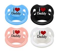 LittleForBig Juego de 4 chupetes de la generación II con texto "I Love Daddy"