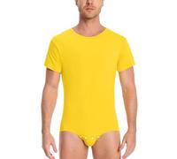 LittleForBig Mameluco de Algodón para Hombre Enterizo Pijama Mono - Ajuste Relajado Enterizo Básico, amarillo, XS