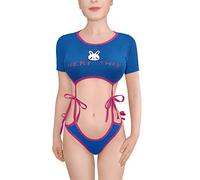 LittleForBig Mujer Algodón Camisola y Bragas Lace Up Loungewear Bralette Set - Bunnywatch Egirl Bodysuit Azul S