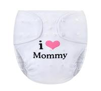 LittleForBig Pañal de tela impermeable lavable ajustable reutilizable para adultos, talla única - I Love Mommy Blanco
