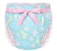 LittleForBig Pañal Omutsu con banda sedosa para adultos, lavable, ajustable, reutilizable, impermeable, funda para pañales, desfile de bebé, repetición, patrón verde, XL