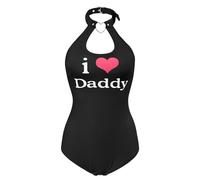 LittleForBig Pijama de algodón para enterizo, conjunto de bodysuit - Patrón de "I Love Daddy", Negro-2, XS