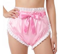 LittleForBig - Protector de pañales para adultos (raso, con cinta rosa elegante, anulable, lavable, ajustable, reutilizable e impermeable, talla S