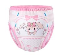 LittleForBig Ropa interior de algodón suave Pantalones de entrenamiento cómodos lavables reutilizables para adultos - Baby Usagi Rosa S