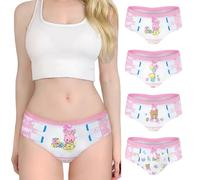 LittleForBig Ropa interior de algodón suave para mujer, ropa interior cómoda hipster, babydoll Baby Cuties 'Oopsie', conjunto de 4 bragas, rosa, L
