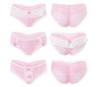 LittleForBig Ropa interior de encaje de malla suave para mujer y mujer, cómodo, calzoncillos tipo hipster, babydoll rosa princesa, juego de 3 unidades, Rosa., XL