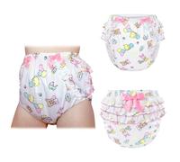 LittleForBig Seda Lavable Reutilizable Impermeable Volantes Encaje con Cinta de Satén Cuties Bebé Patrón Volantes Pañal Adulto Cubierta Rosa L