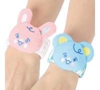 LittleForBig Sonajeros para adultos - Pulsera suave y ajustable con cascabeles en el diseño "Baby Parade", juego de 2