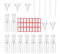 Littlegaofeithing - 10 botellas de spray vacía, vaporizadores de 50 ml, perfume, champú, etc. con 5 embudos, 5 cuentas, gotas y 1 etiqueta