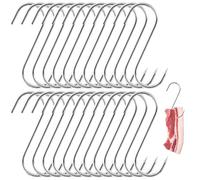 Littlegaofeithing 24 gancho de carnicero, gancho de carnicero de acero inoxidable, gancho de carnicero para tratamiento de carne antioxidante, adecuado para colgar anguila, trucha, carne de res, cerdo