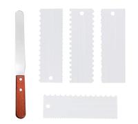 Littlegaofeithing 5 piezas de plástico raspador a bordo de pastel + espátula de crema, plata espátula de crema, color blanco alisador para tartas para cocina, pastelería, pizza, pan, pastel.