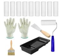 Littlegaofeithing - Juego de 10 rollos de pintura, mini rodillo de pintura con asasas+mini bandeja de pintura, adecuado para decoración de pared y suministros de pintura. (10 cm)