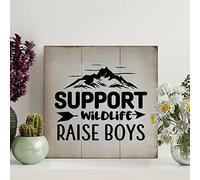 LITTLEGROVE SEEDS Letrero de madera rústica para apoyar la vida silvestre y criar a los niños, letreros de madera de 30,5 x 30,5 cm, decoración de pared familiar, colgador de pared para el hogar