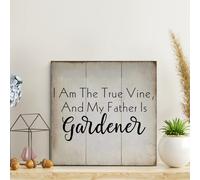 LITTLEGROVE SEEDS Retro Vintage Wooden Pallet Sign I Am The True Vine And My Father Is Gardener Wood Signs 10x10in Wall Decor Farmhouse Decor Wall Art