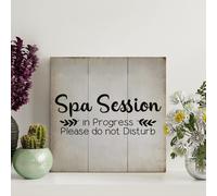 LITTLEGROVE SEEDS Retro Vintage Wooden Pallet Sign Spa Session in Progress Please Do Not Disturb Wood Signs 8x8in Farmhouse Wall Decor Wall Art Wall H