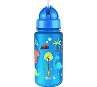 LittleLife Botella de Agua Infantil con Tapón de Fácil Acceso y Pajita, 400 ml, Dinosaurio