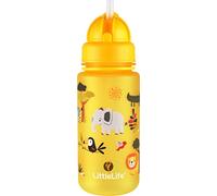 LittleLife Botella de Agua Infantil con Tapón de Fácil Acceso y Pajita, 400 ml, Safari