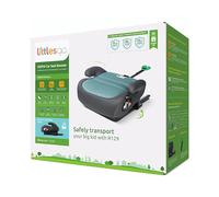 Littlesgo iFix - Asiento Elevador Coche con ISOFIX, Alzador Niño 125-150 cm / 15-36 kg (3-12 Años, Grupo 2-3), Silla Coche i-Size ECE R129, Triple Capa de Espuma, Booster Portátil, Verde-Gris, 1 Pack