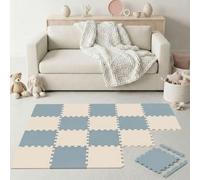 LittleTom 18 Piezas Alfombra Puzzle para Niños - Certificada TÜV - 30x30 cm Colchoneta de Espuma EVA con Bordes - Superficie Antideslizante y Acolchada - Suelo Protector Suave para Habitación Infantil