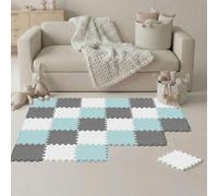 LittleTom 27 Piezas Alfombra Bebé desde el Primer Mes - 30x30 cm Colchoneta de Espuma EVA Acolchada - Superficie Puzzle Antideslizante para Niños Pequeños - Suelo Protector para la Habitación Infantil