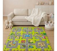 LittleTom 9 alfombrillas de coche para niños, 30 x 30 pulgadas, plegable, para autos de juguete, alfombra de goma flexible, alfombra de juego al aire libre