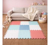 LittleTom 9 Piezas Alfombra Bebé Desde el Primer Mes - 30x30 cm Colchoneta de Espuma EVA Acolchada - Superficie Puzzle Antideslizante para Niños Pequeños - Suelo Protector para la Habitación Infantil