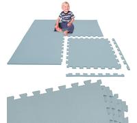 LittleTom Alfombra Puzzle Infantil Azul - 4 Piezas Encajables 50x50 cm - Colchoneta de Goma Espuma EVA 100x100 cm para Niños - Protector Suelo Acolchado sin BPA - Manta de Juegos Impermeable