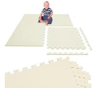 LittleTom Alfombra Puzzle Infantil Beige - 4 Piezas Encajables 50x50 cm - Colchoneta de Goma Espuma EVA 100x100 cm para Niños - Protector Suelo Acolchado sin BPA - Manta de Juegos Impermeable