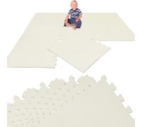 LittleTom Alfombra Puzzle Infantil Beige - 8 Piezas Encajables 50x50 cm - Colchoneta de Goma Espuma EVA 200x100 cm para Niños - Protector Suelo Acolchado sin BPA - Manta de Juegos Impermeable