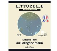 Littorelle - 1x Mascarilla Tejido Suero Hidratante con Colágeno y Vitamina E - Fabricada en Francia - Hidratante, Revitalizante, Anti-Arrugas y Anti-Envejecimiento- Máscara para Todos Tipos de Piel