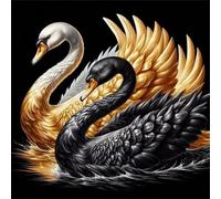 Lituor 5D Black Gold Swans Diamond Art Painting Kits for Adults,Animal Diamond Painting for Beginner,DIY Full Cross Stitch Embroidery Art Pictures Home Wall Decor Gift Square Drill,45x45 cm