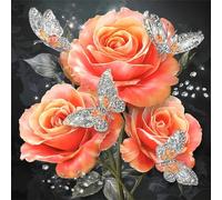 Lituor 5D Butterfly Rose Diamond Art Painting Kits for Adults,Fantasy Diamond Painting for Beginner,DIY Full Cross Stitch Embroidery Art Pictures Home Wall Decor Gift Square Drill,95x95 cm