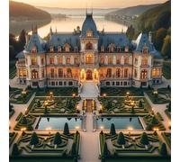 Lituor 5D Castle Manor Diamond Art Painting Kits for Adults,Scenery Diamond Painting for Beginner,DIY Full Cross Stitch Embroidery Art Pictures Home Wall Decor Gift Square Drill,75x75 cm